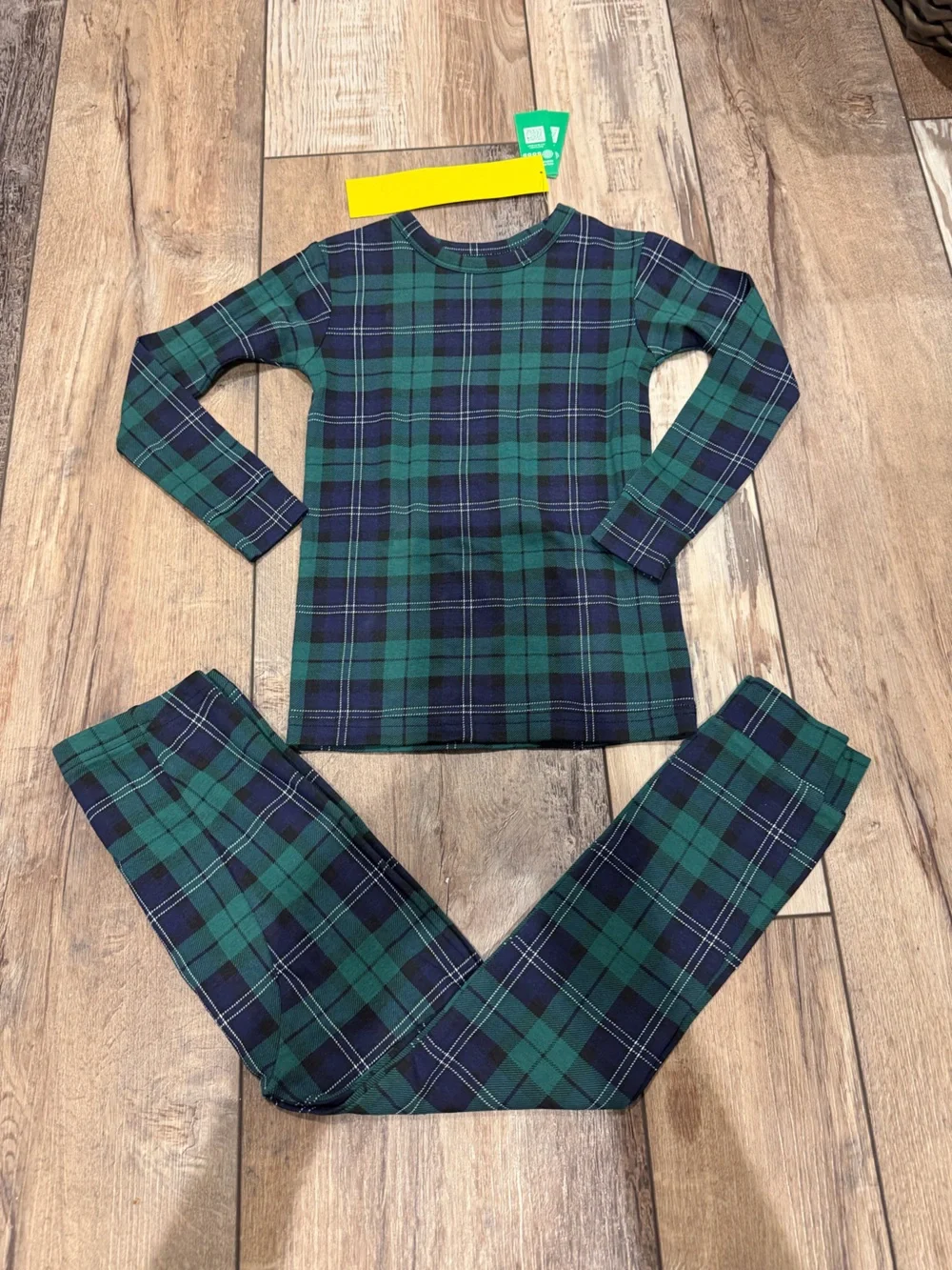 NEW! GAP KIDS Green & Navy Plaid Kids Pajama Set Size 4